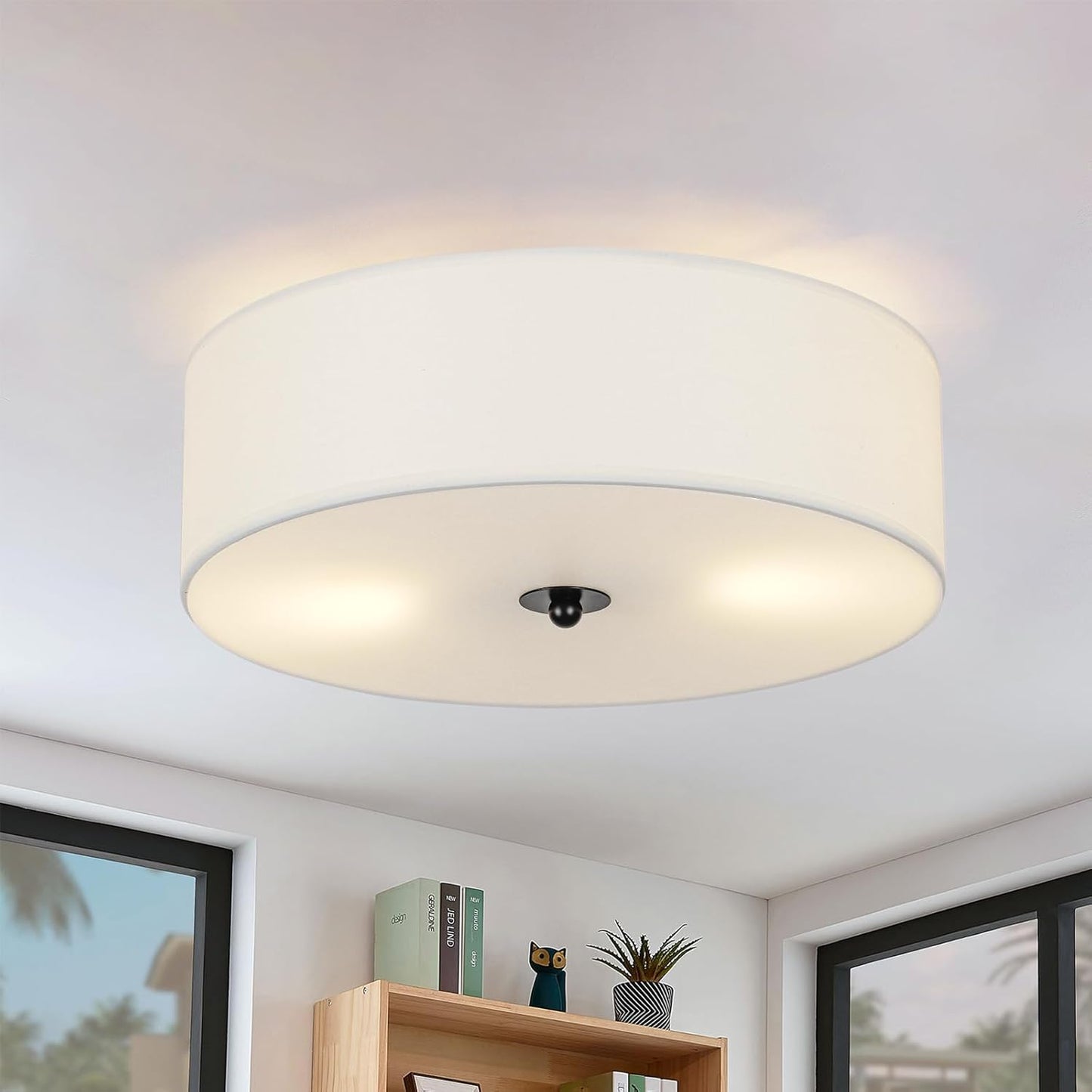 Flush Mount Ceiling Light Fixture with Elegant White Shade