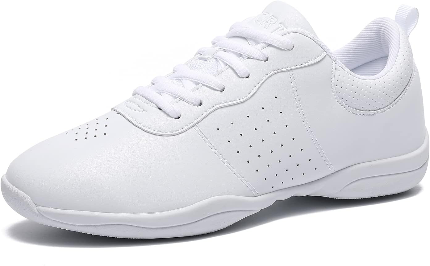 LANDHIKER Cheer Shoes Girls White Dance Shoes for Comfort