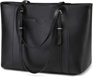 Stylish Laptop Tote Bag for Women, Water Resistant PU Leather
