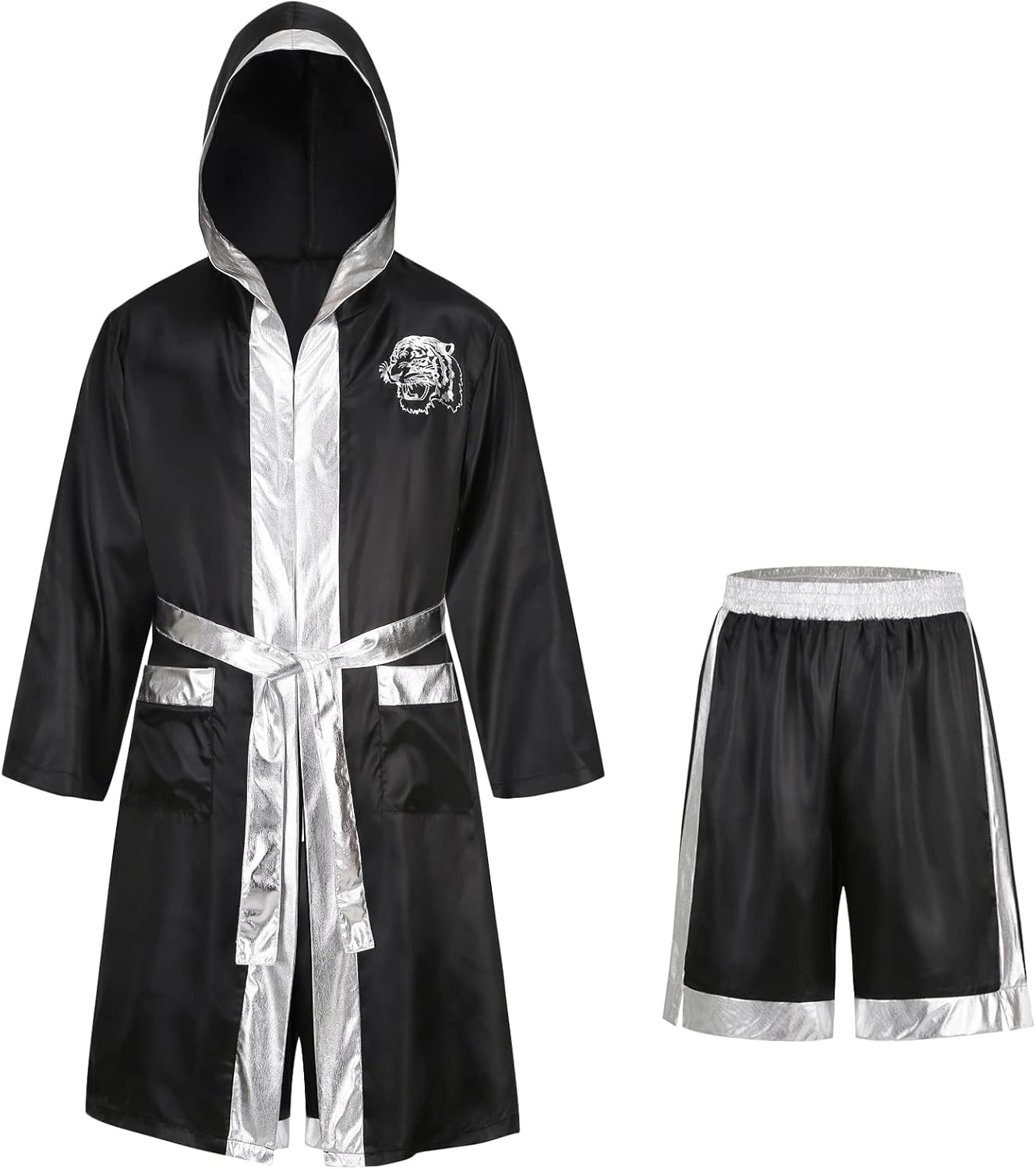 Colorful House Satin Black Boxing Robes for Adult Halloween Costume