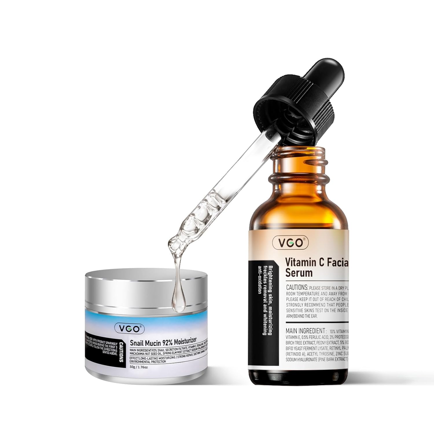 VGO Skincare Set with Snail Mucin and Vitamin C for All Skin Types