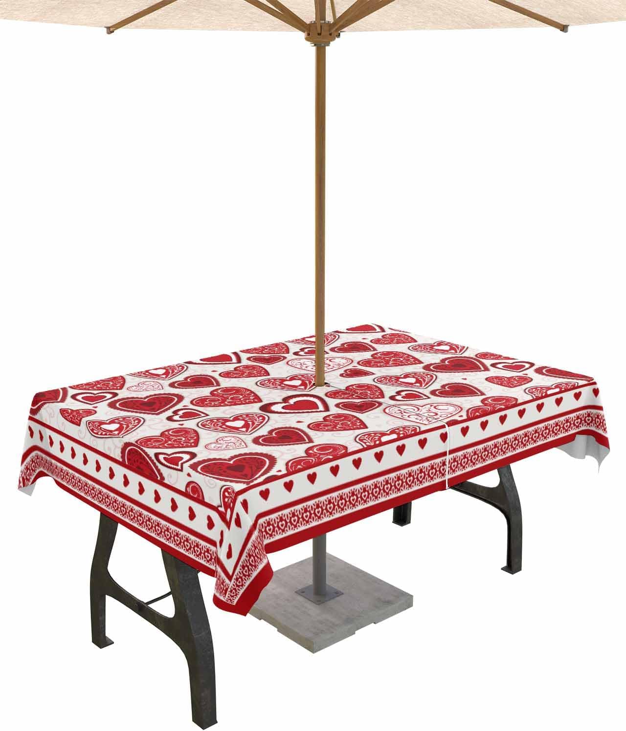 Waterproof Red Valentine's Day Tablecloth - 60x84 Rectangle