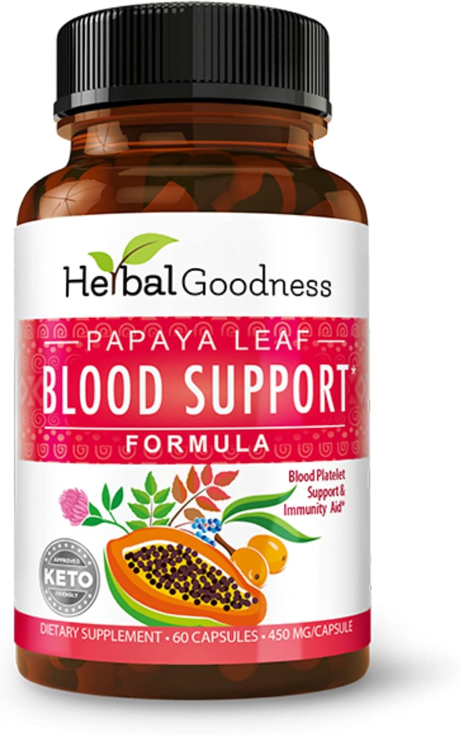 Herbal Goodness Papaya Leaf Blood Support Capsules for Immunity