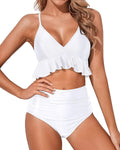 Two Piece High Waisted Ruffle Bikini Set - Tummy Control Fit