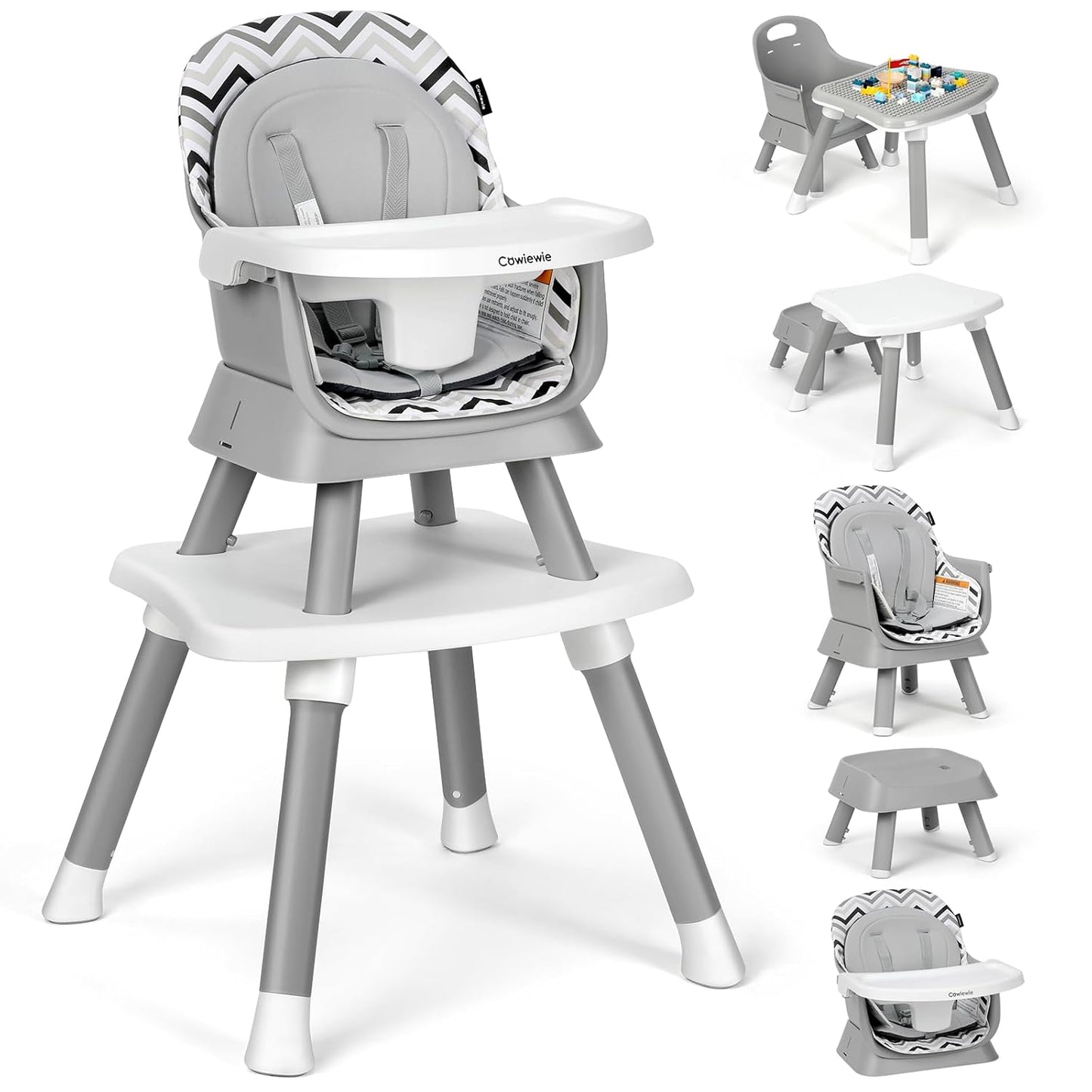 Cowiewie 8 in 1 Baby High Chair for Toddlers and Infants