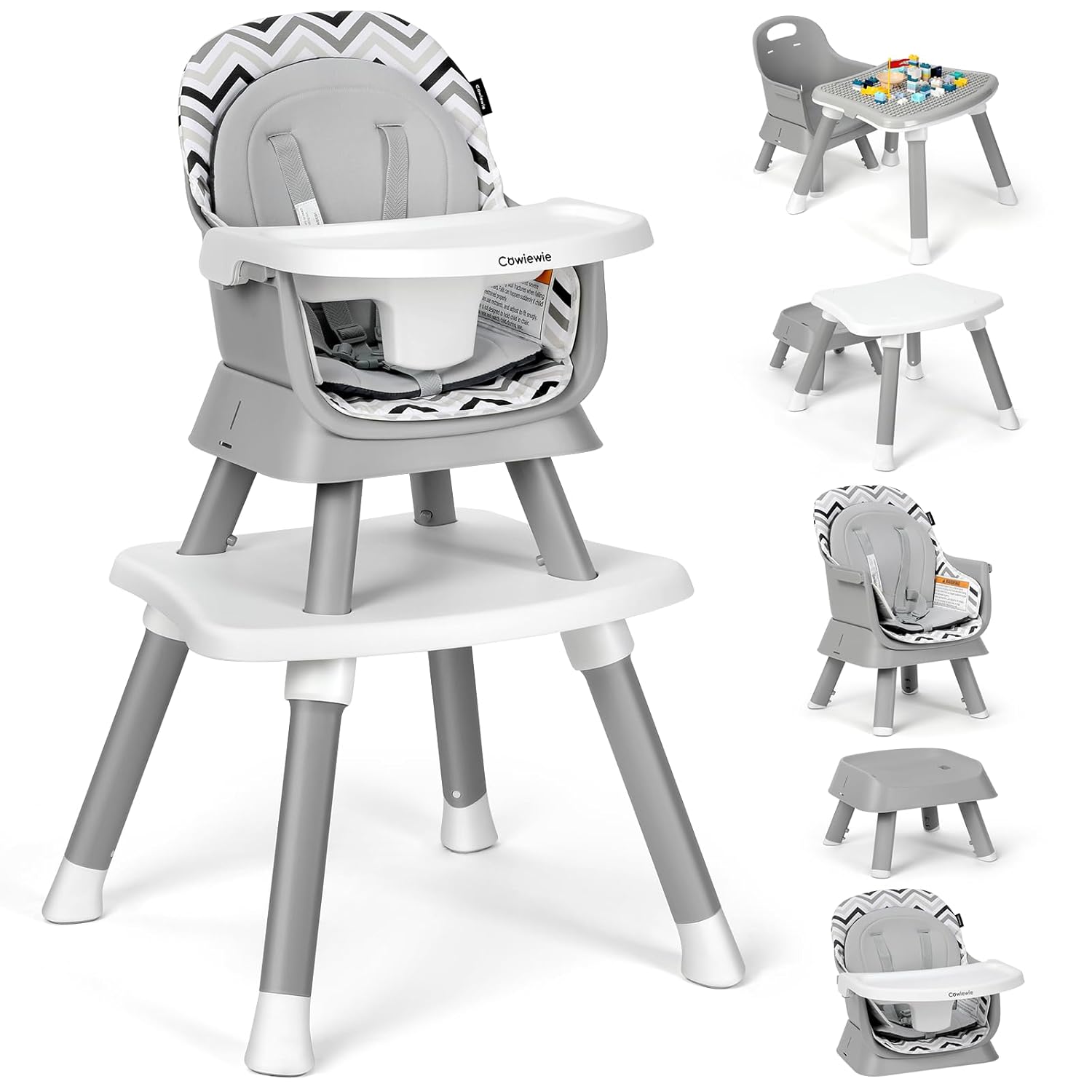 Cowiewie 8 in 1 Baby High Chair for Toddlers and Infants