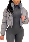 Cropped Puffer Jacket Womens Zip Up Winter Short Quilted Jacket - Cozy