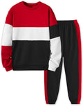 Boys Long Sleeve Color-blocked Sweatshirt and Pants Set - Warm Winter