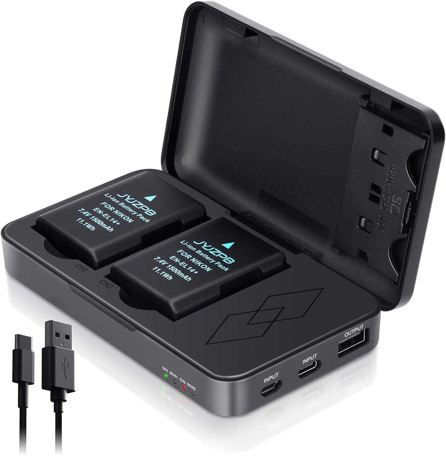 JYJZPB EN-EL14 Battery Pack for Nikon Cameras with Charger