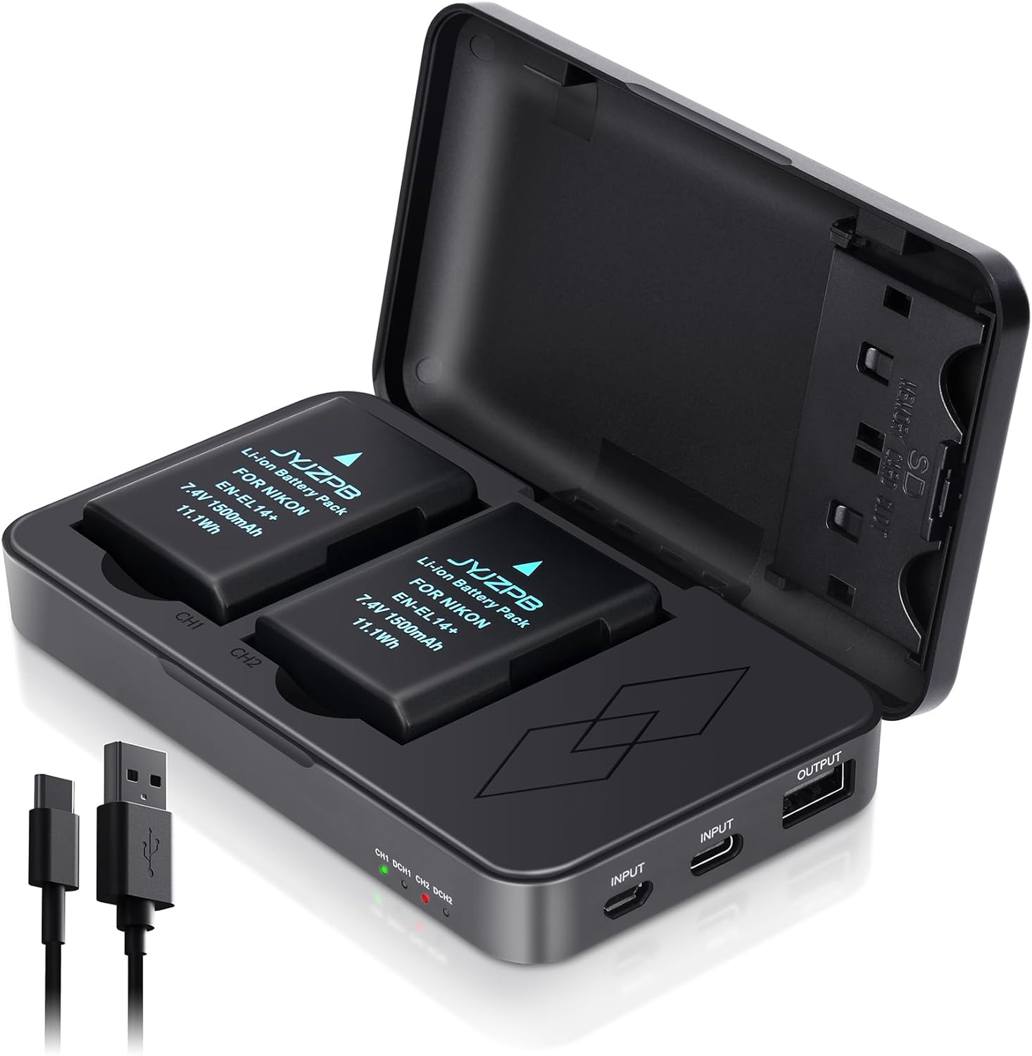 JYJZPB EN-EL14 Battery Pack for Nikon Cameras with Charger