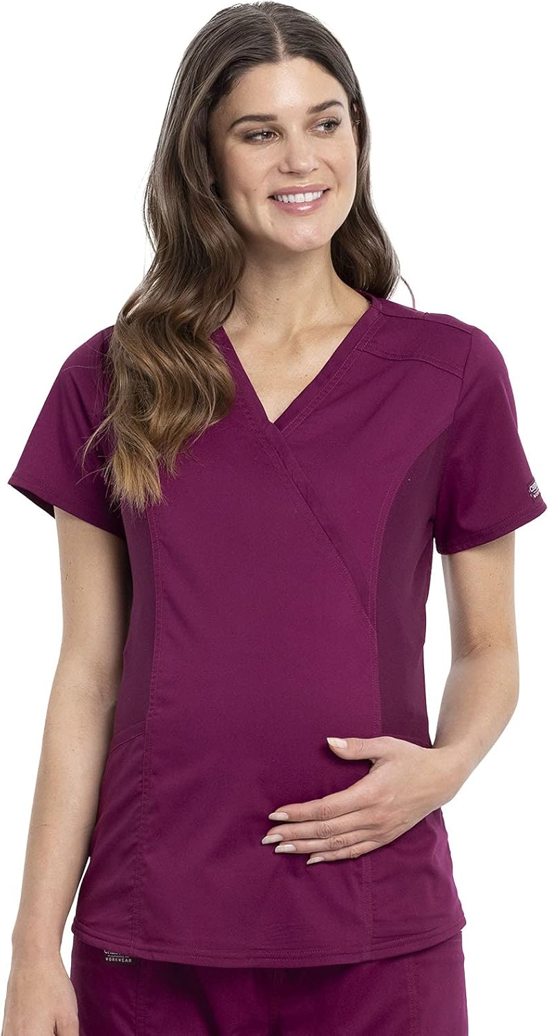 Cherokee Maternity Scrub Top Mock Wrap with 2 Pockets Review