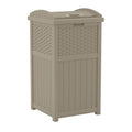 Suncast 33 Gallon Hideaway Trash Can for Patio - Decorative Outdoor