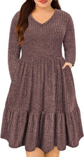 Plus Size V Neck Casual Dress for Curvy Women - Comfortable Fit