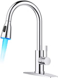 LED Kitchen Faucet with Pull Down Sprayer - Visual Temp Indicator