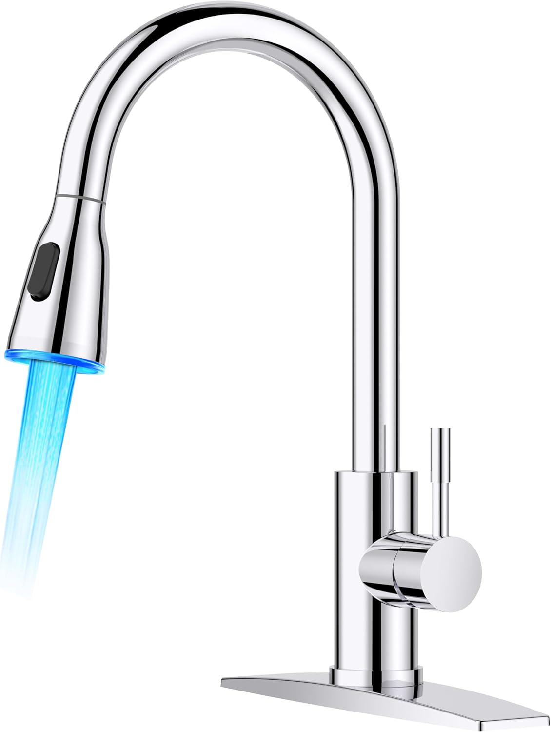 FORIOUS LED Kitchen Faucet with Pull Down Sprayer for Safety