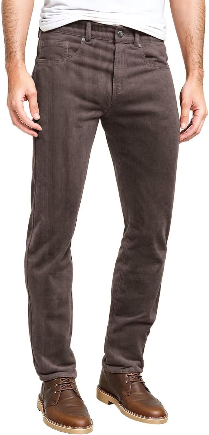 ETHANOL Men's Slim Stretchy Casual Corduroy Pant for Comfort