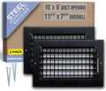 Fits 10x6 Duct Opening Steel Adjustable Air Supply Grille - 2 Pack