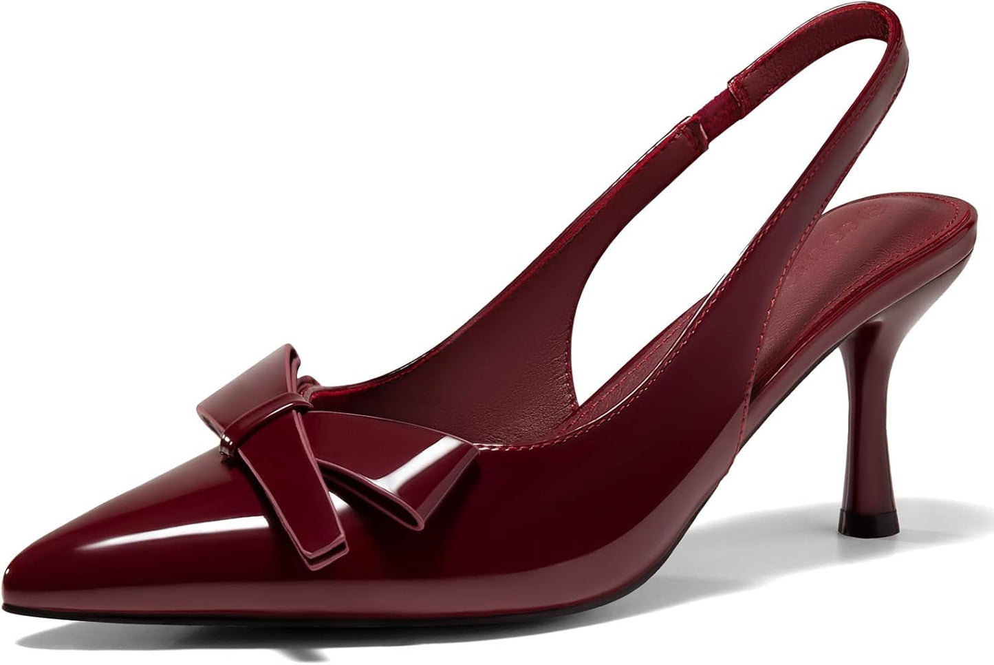 Coutgo Womens Slingback Kitten Heels with Bow for Office Wear