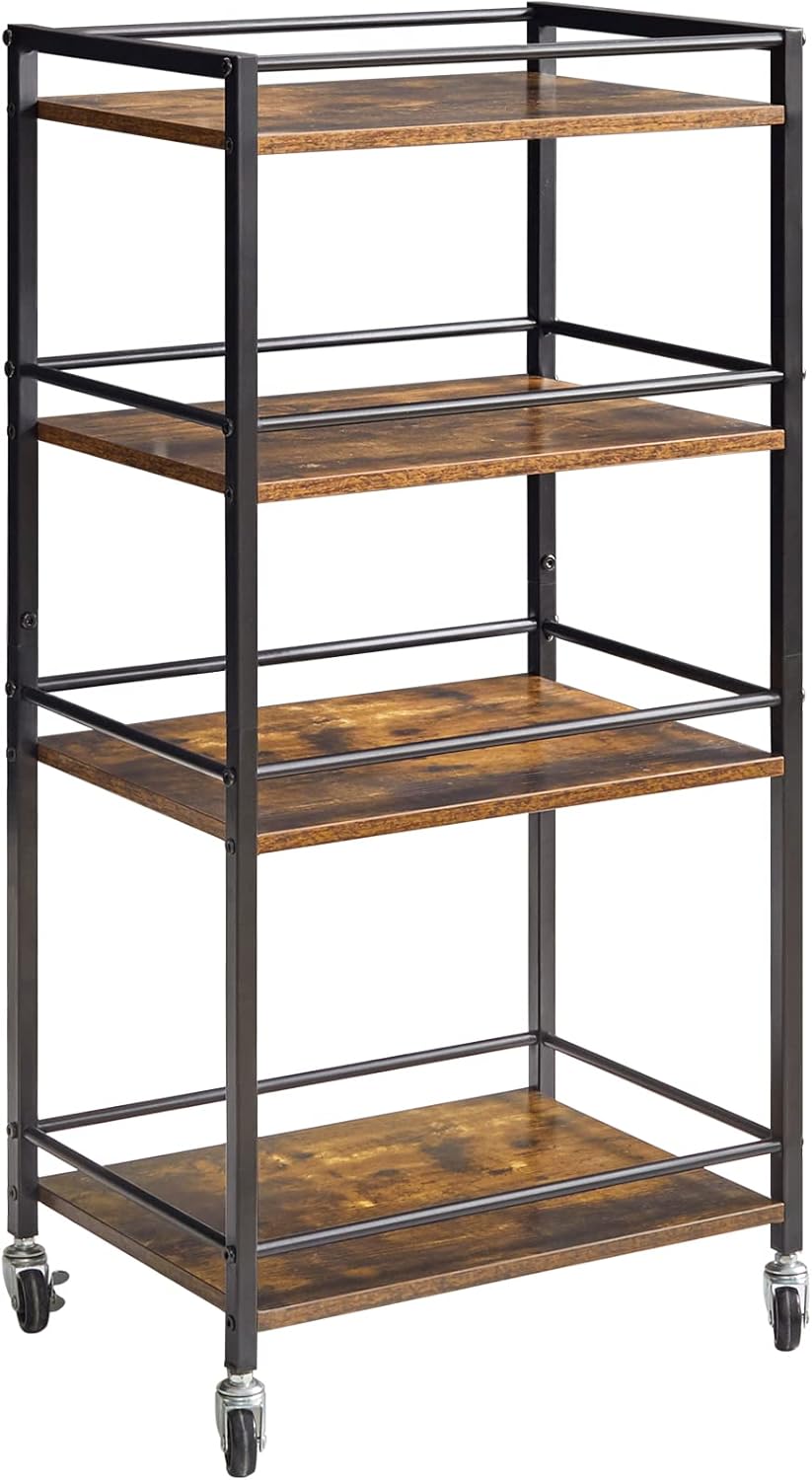 Rustic 4-Tier Kitchen Bar Cart by IBUYKE