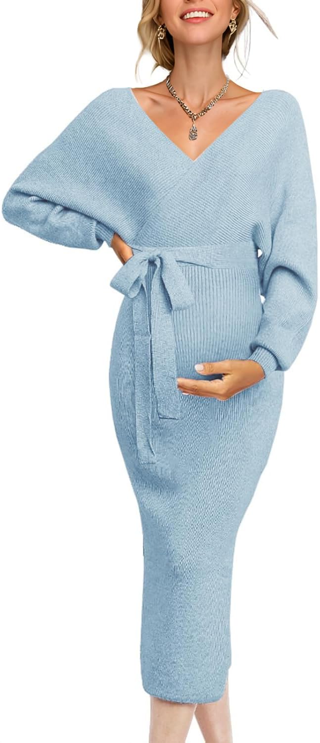 Fall Winter Maternity Nursing Dress for Baby Shower Photoshoot