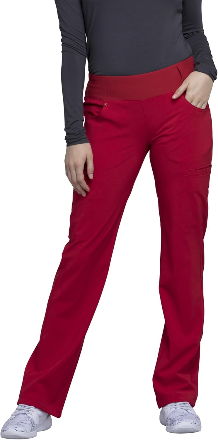 Cherokee Scrubs for Women Mid Rise Straight Leg Pants with Pockets