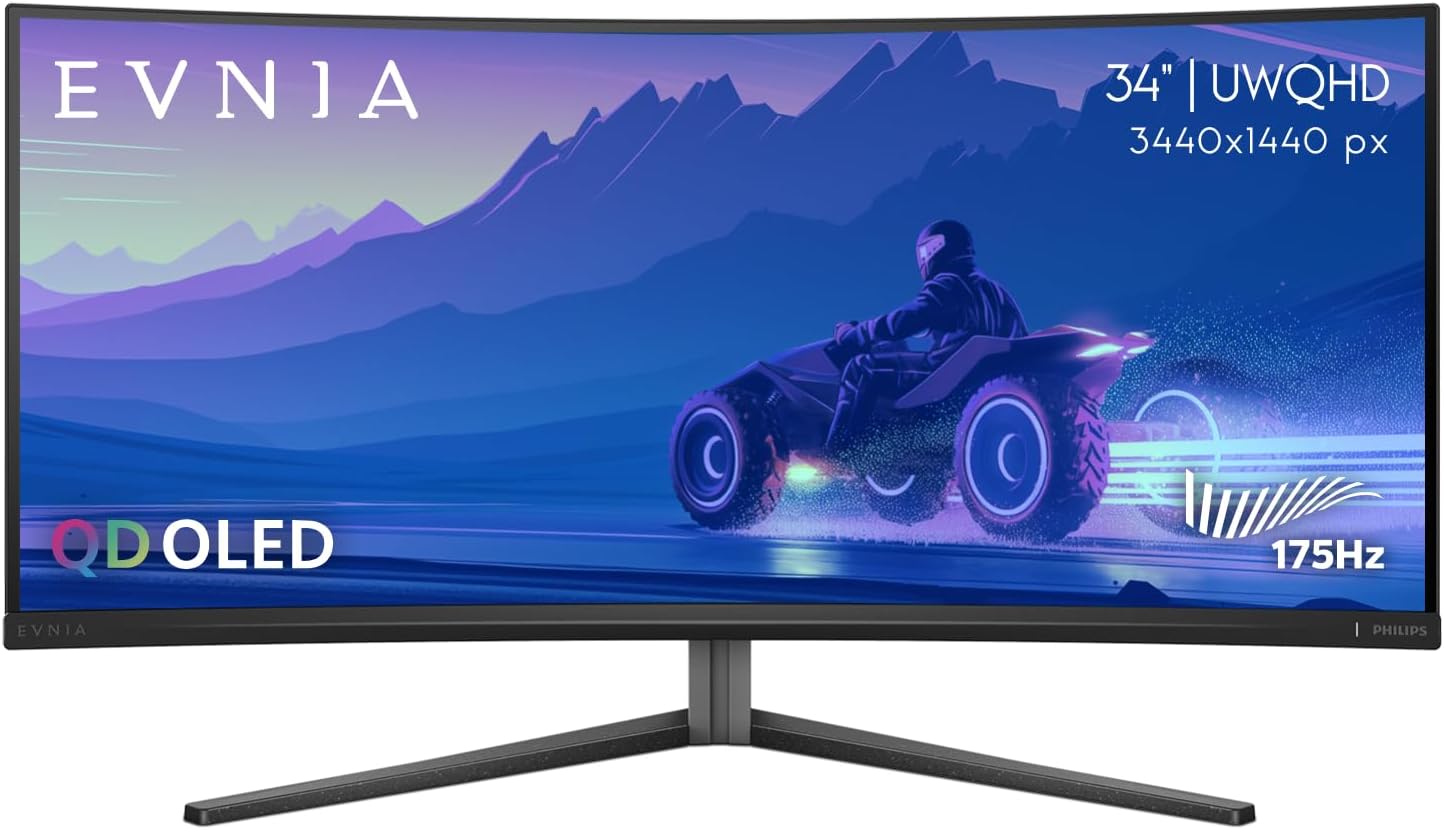 PHILIPS 34 QD OLED Gaming Monitor, 175Hz, USB-C Hub