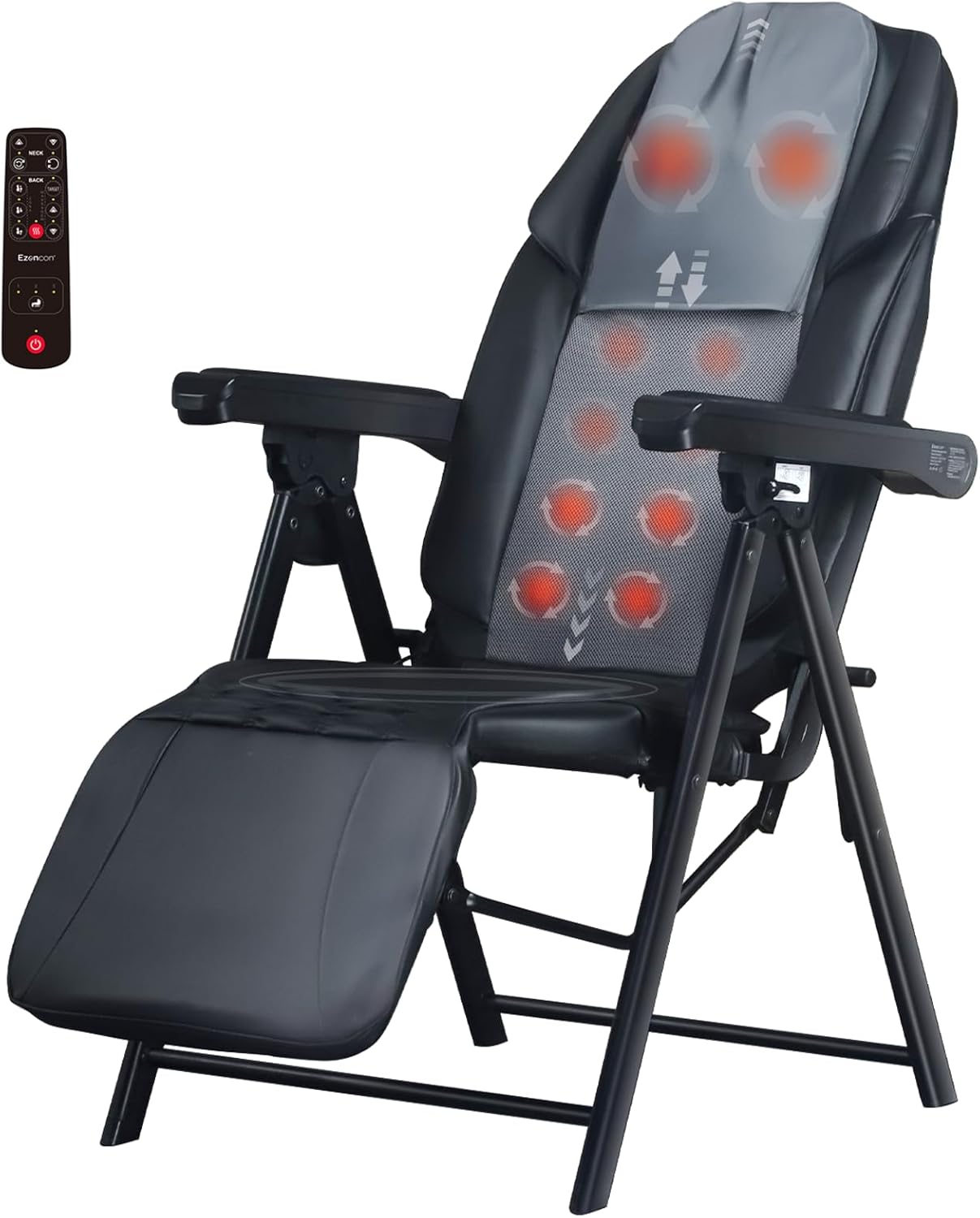 Ezencon Folding Massage Chair: Full Body Heat, Adjustable, Height Range 59-79