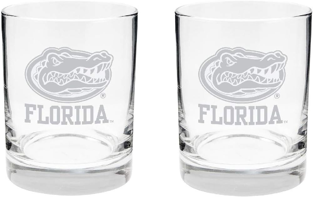 Florida Gators 2-Sided Satin Finish Rocks Glass Set of Two