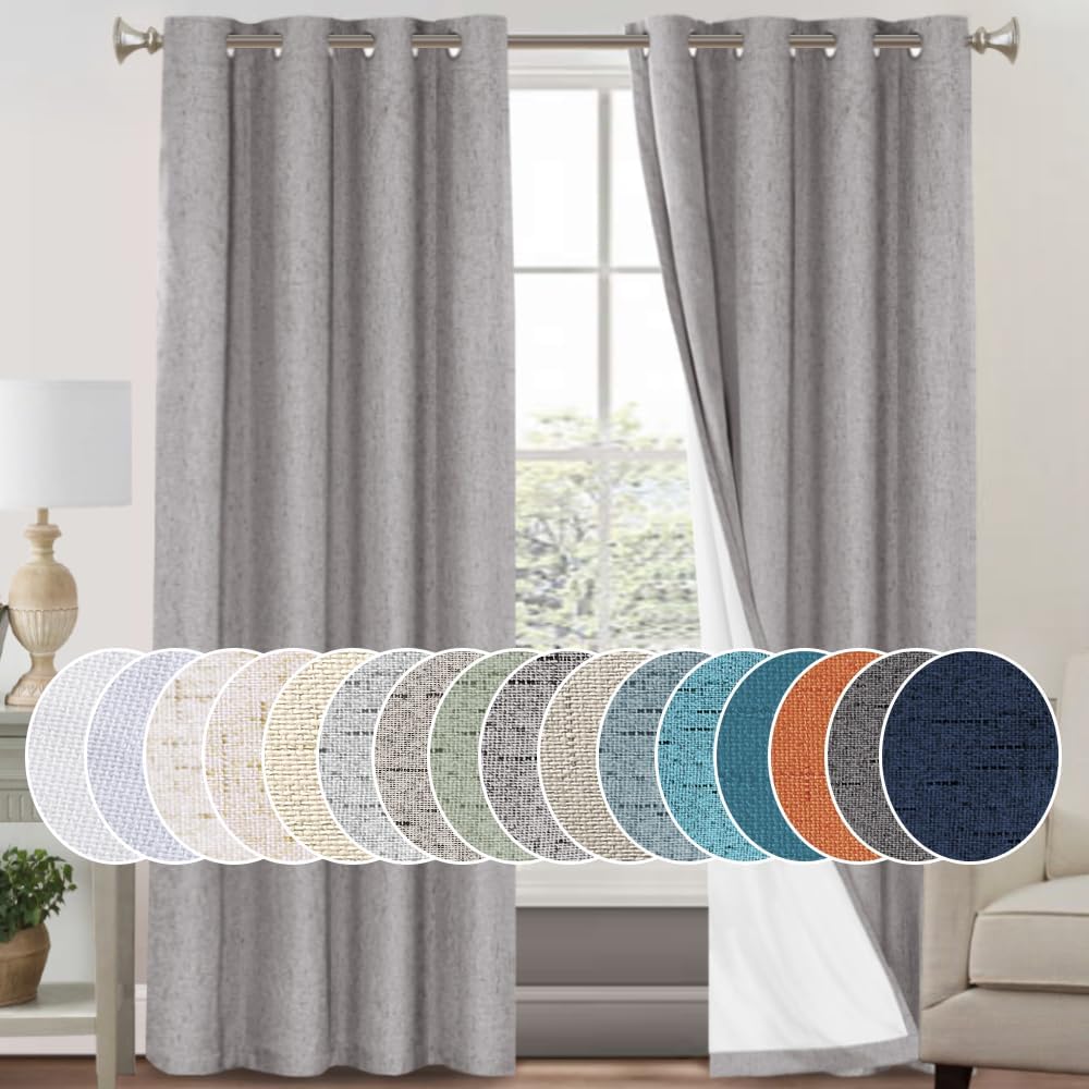 Linen Textured Blackout Curtains for Bedroom and Living Room