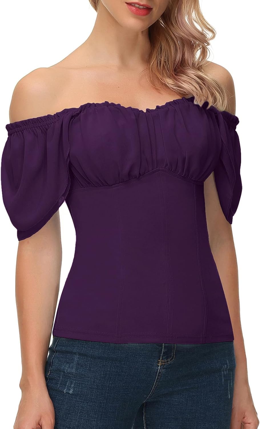 Renaissance Off Shoulder Flutter Short Sleeve Top for Women
