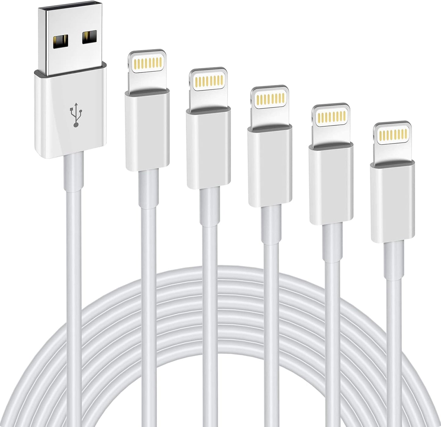 Fast Charge 5-Pack Lightning Cables for iPhone