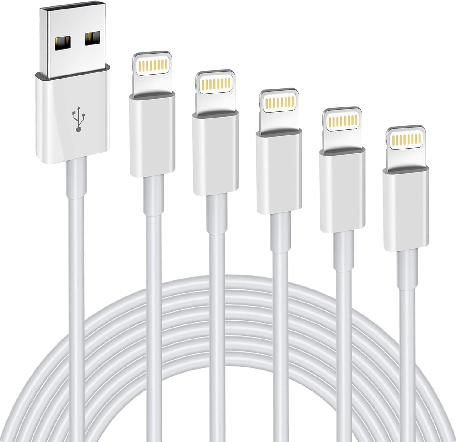 Fast Charge 5-Pack Lightning Cables for iPhone