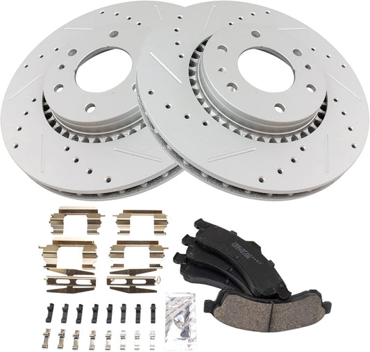 TRQ Front Premium Posi Ceramic Pad Performance Rotor Kit