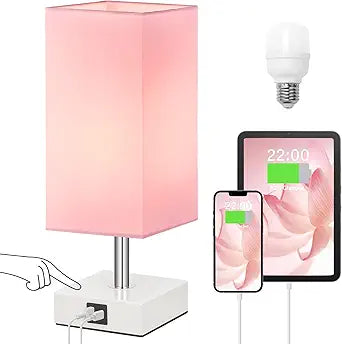 Ambimall Touch Control Table Lamp with USB Charging Ports
