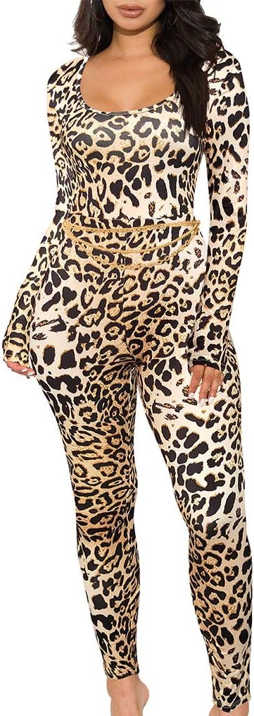 GOKATOSAU Women's Sexy Long Sleeve Bodycon Jumpsuits for Clubs