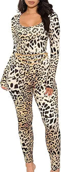 Women's Sexy Long Sleeve Bodycon Jumpsuit Romper - Slim Fit