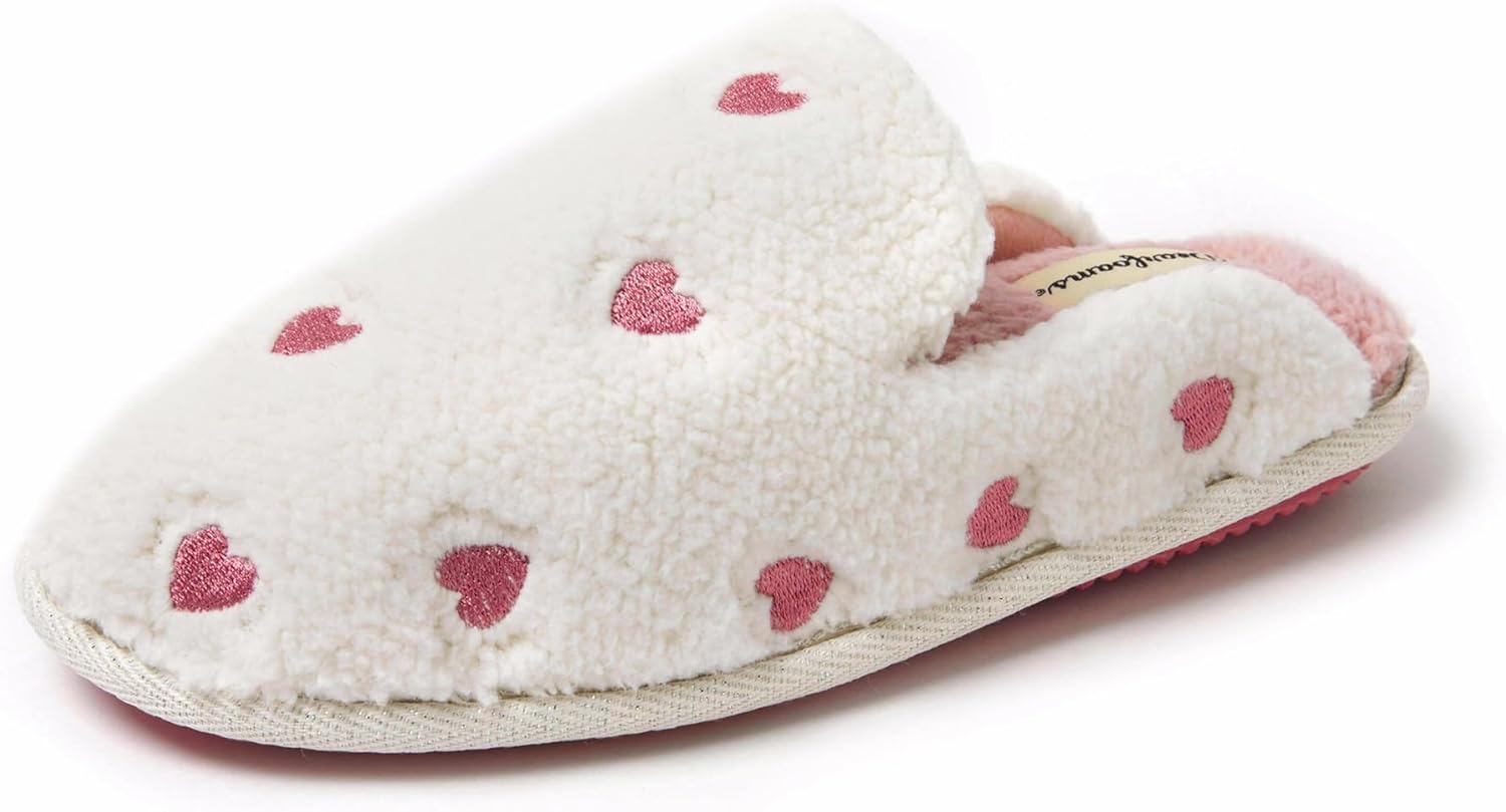 Dearfoams Women's Teddy Sherpa Scuff Slippers for Cozy Comfort
