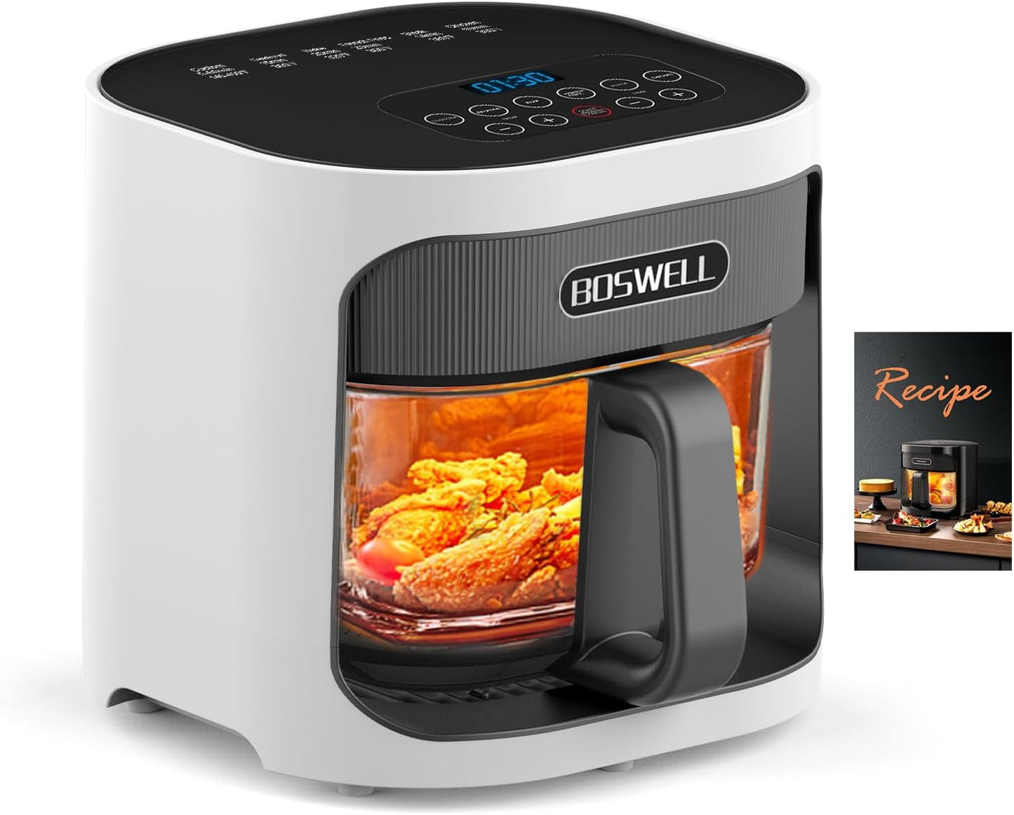 BOSWELL 4.5QT Glass Air Fryer - 6-in-1 Cooking Convenience
