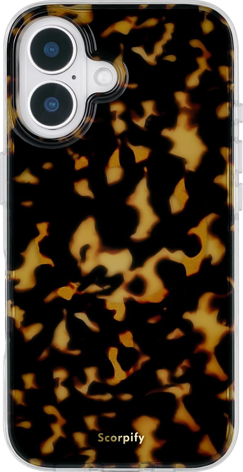 SCORPIFY iPhone 16 Case with Dark Brown Tortoise Shell Design