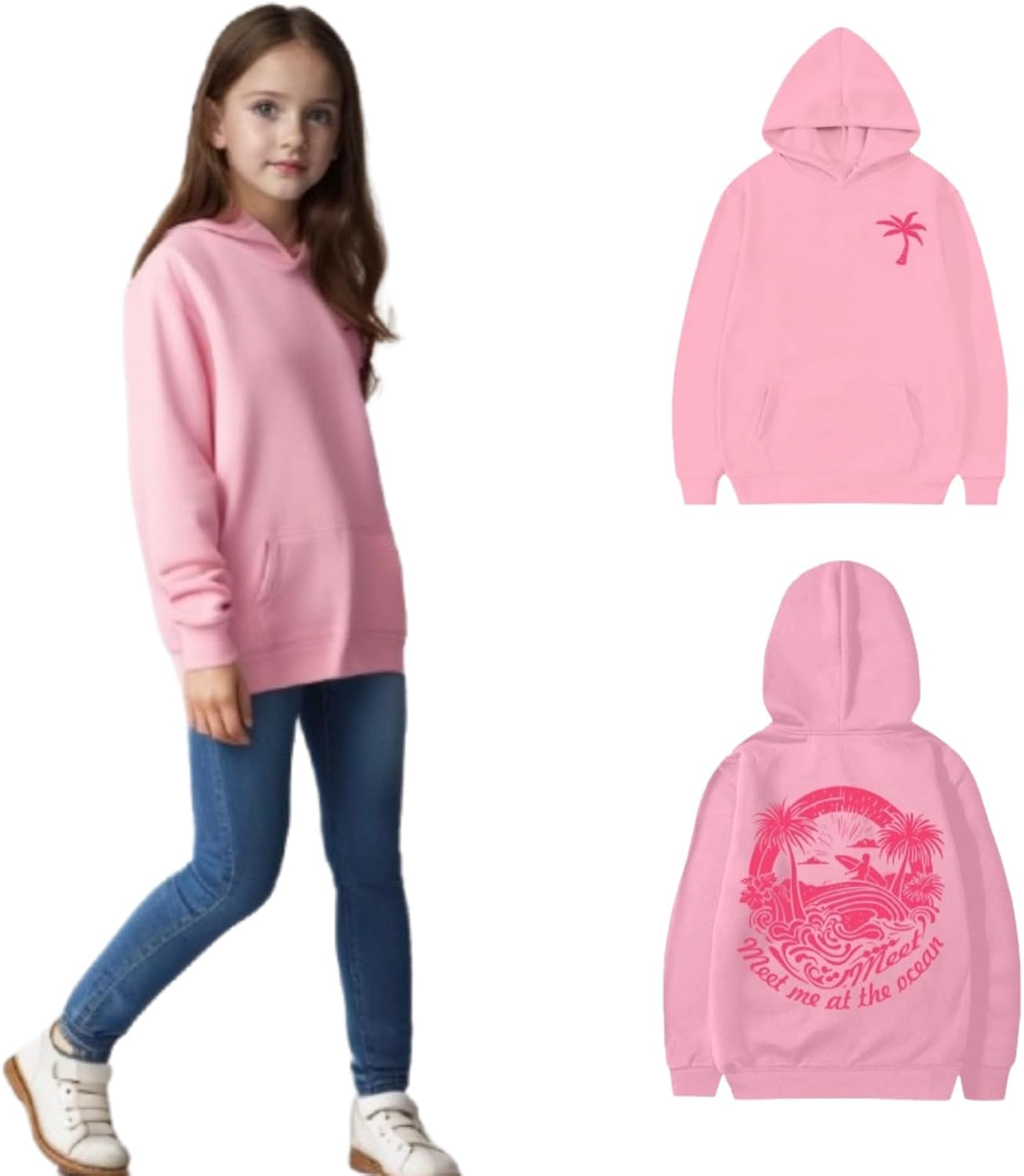Ocean-Ready Pink Puff Hoodie
