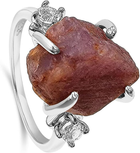 Real Raw Crystal Ring in Sterling Silver for Unique Gifts