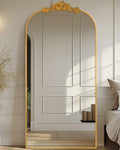 Arched Full Length Mirror 71in x 28in - Elegant Gold Floor Mirror
