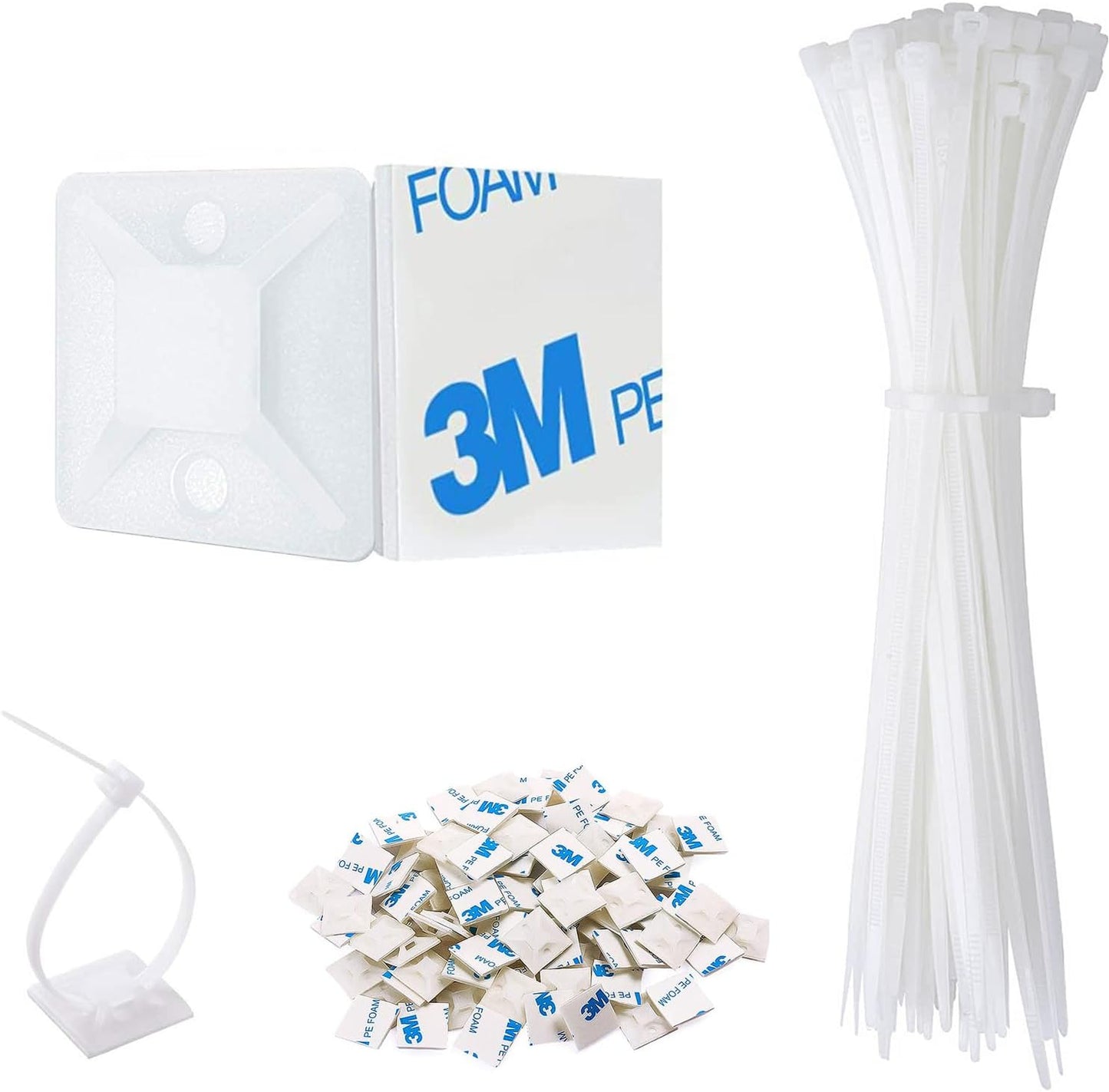 Secure Cable Management Kit - 50 Mount Clips & Ties