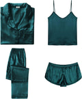 Silk Satin Pajamas Set 4pcs Womens Sleepwear - Versatile Lounge Set