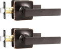 Oil Rubbed Bronze Passage Door Handles 2 Pack - Modern Square Lever