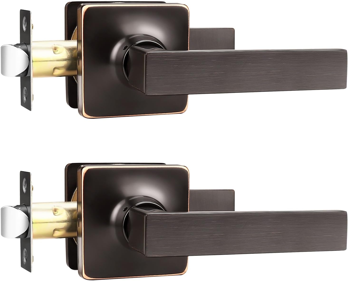GOBEKOR Oil Rubbed Bronze Passage Door Handle Set for Closets