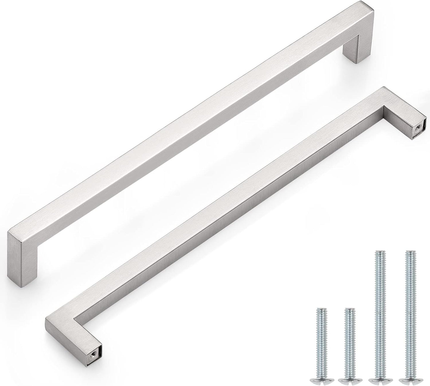 Probrico 10 inch Satin Nickel Square Bar Kitchen Cabinet Pulls