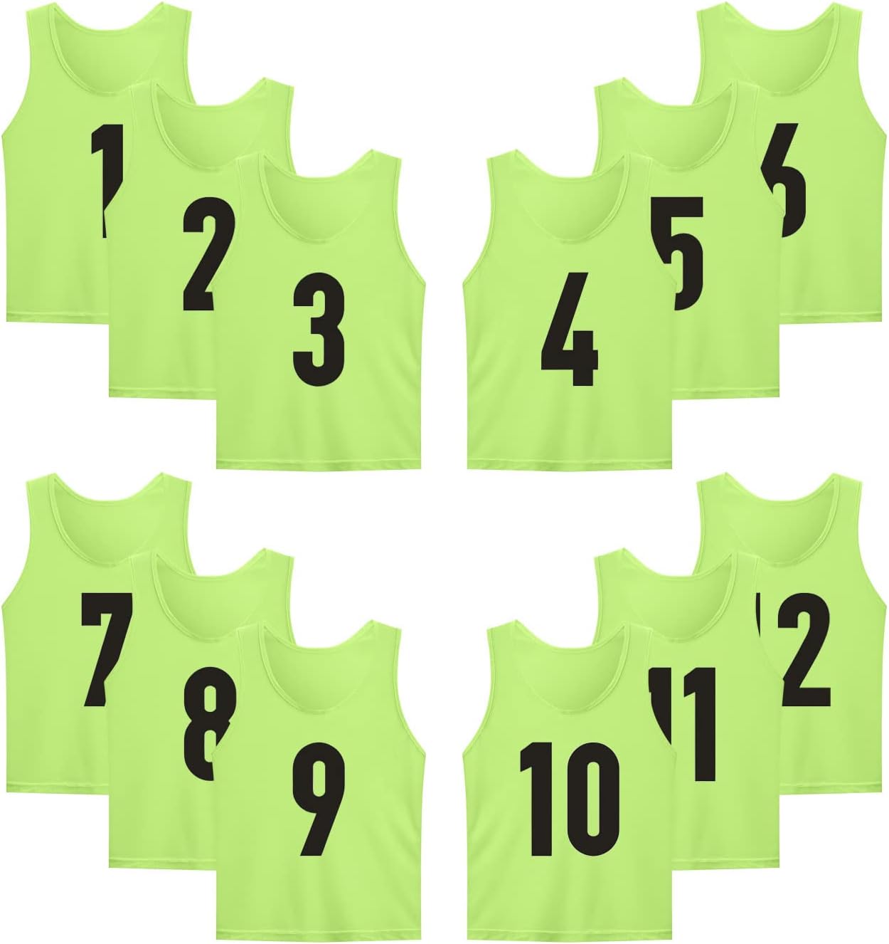12 Pack Numbered Jerseys for Team Training and Sports Activities
