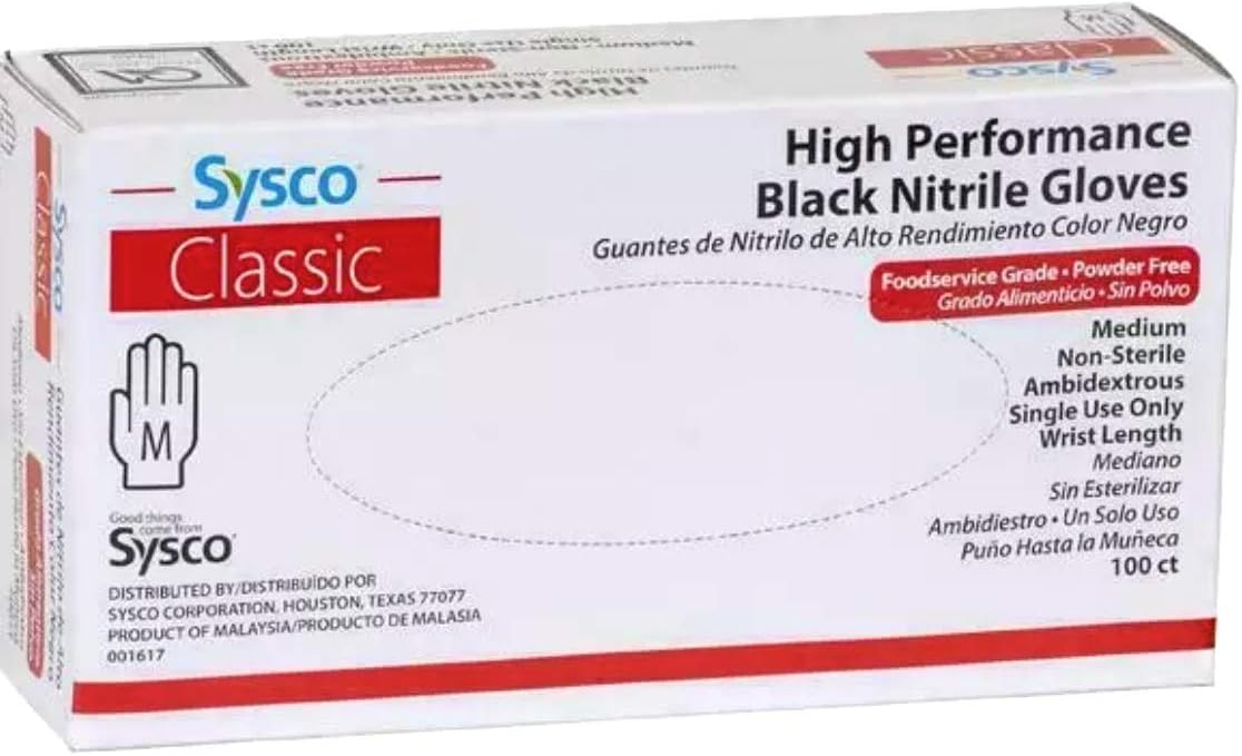 High Performance Black Nitrile Gloves - Medium Size - 100 Count Box