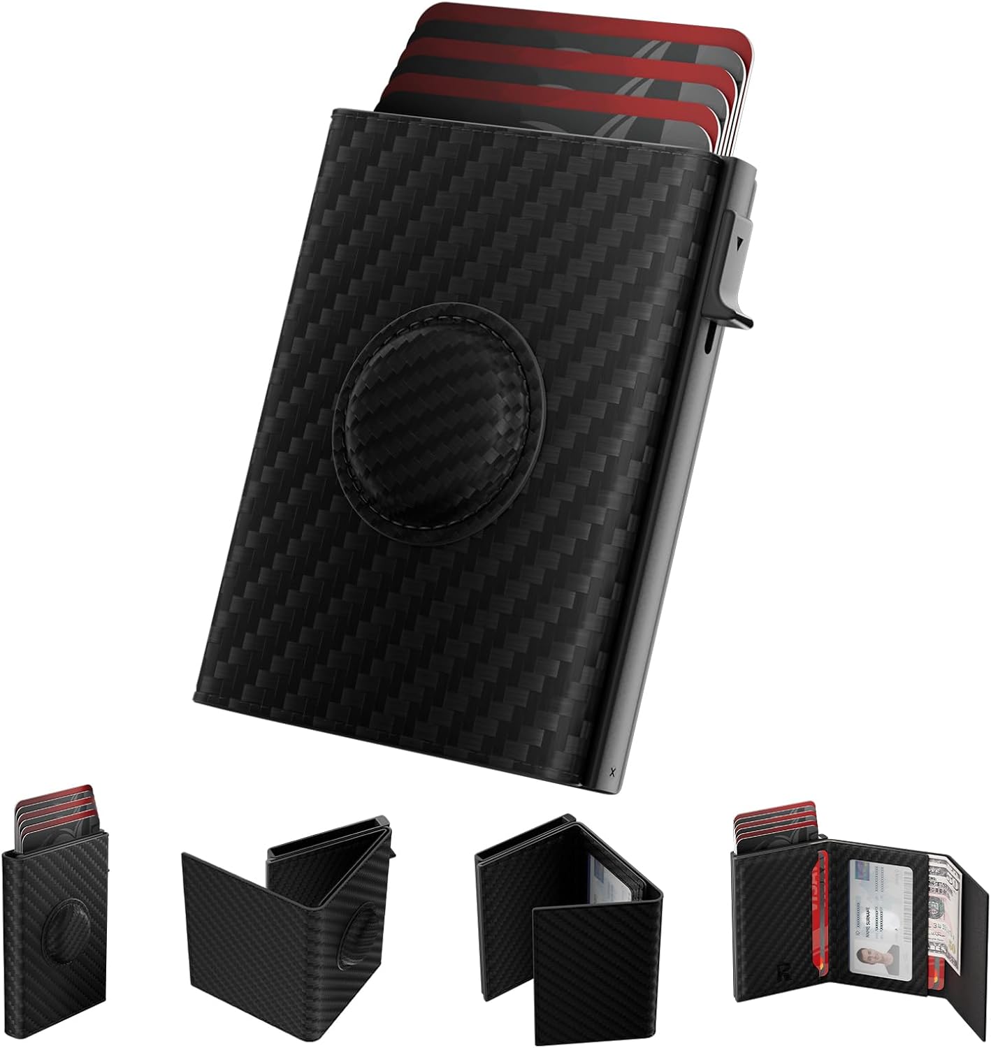 Mens Wallet Card Holder for AirTag: Smart RFID Blocking Leather